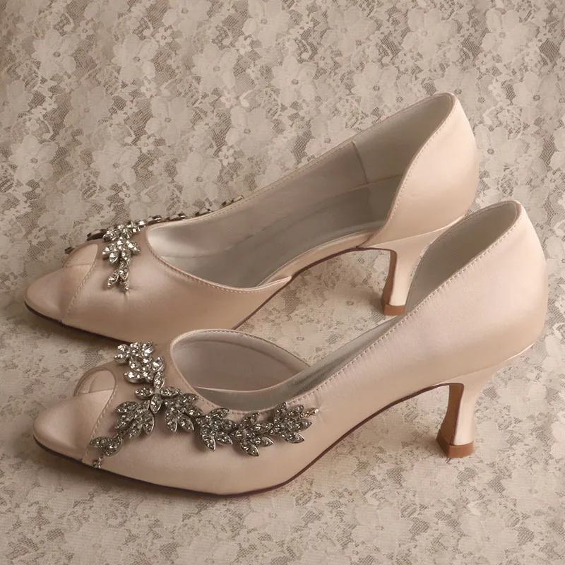 

Big Discount Nude Wedding Bridesmaid Shoes Peep Toe 6.5CM