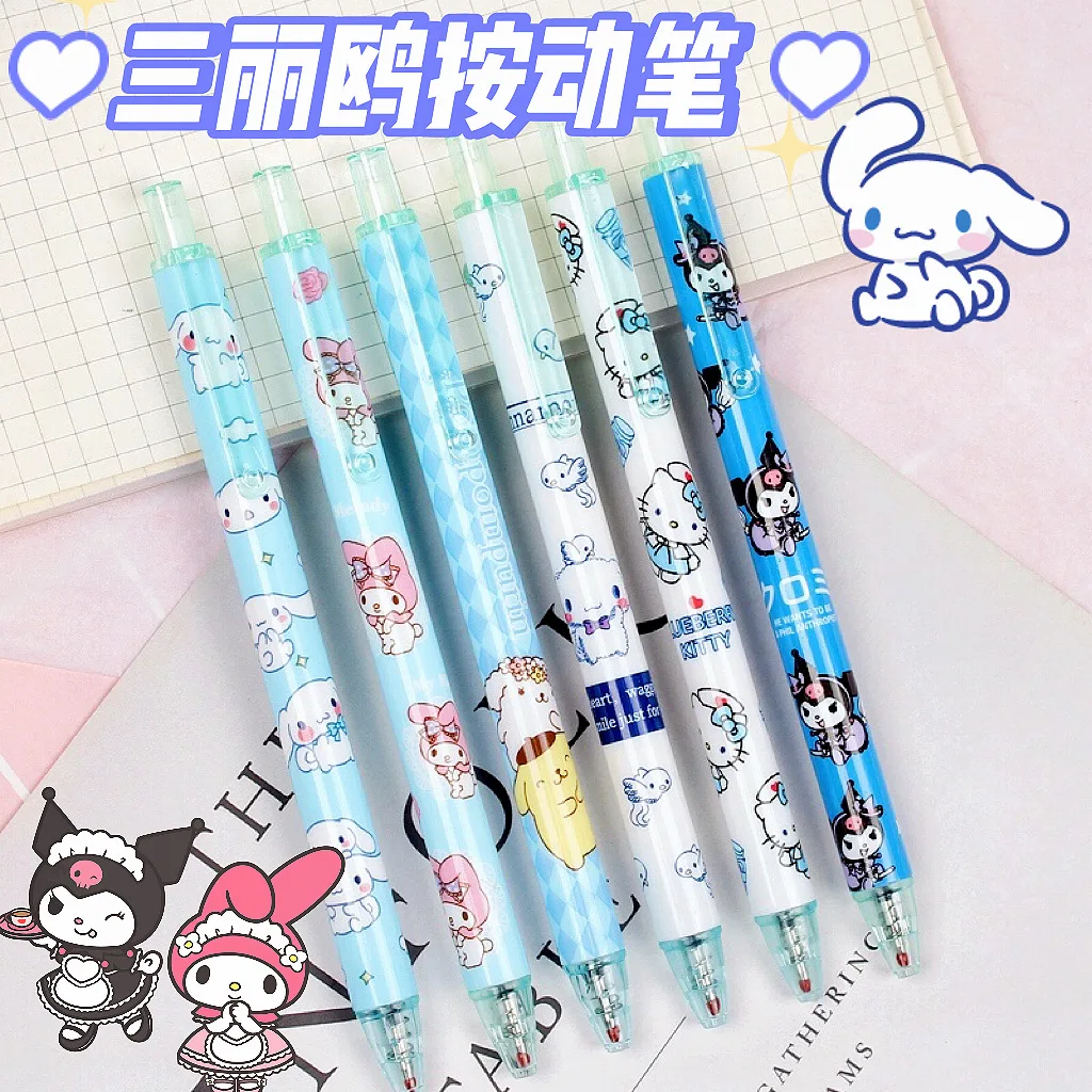 

1/6 шт. кавайная гелевая ручка Sanrio ins, черная ручка Hello Kt Kuromi, My melody Cinnamoroll, школьный и офисный канцелярские принадлежности, подарки