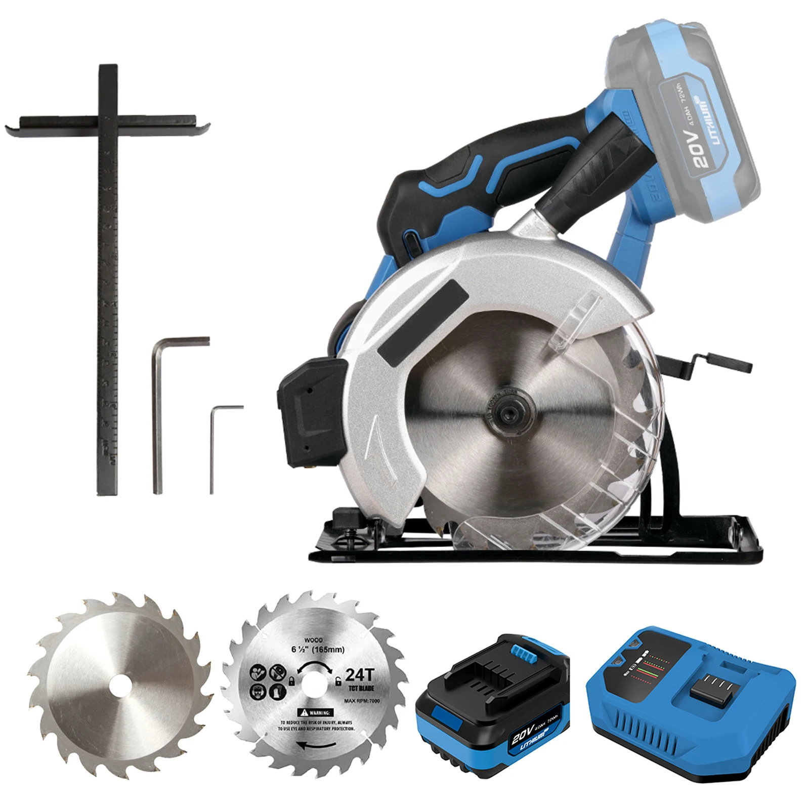 

New Power Tools Cordless Circular Saw Rechargeable with 20V 4.0ah Battery Fast Charger Circular Saws Household Gardening Tools