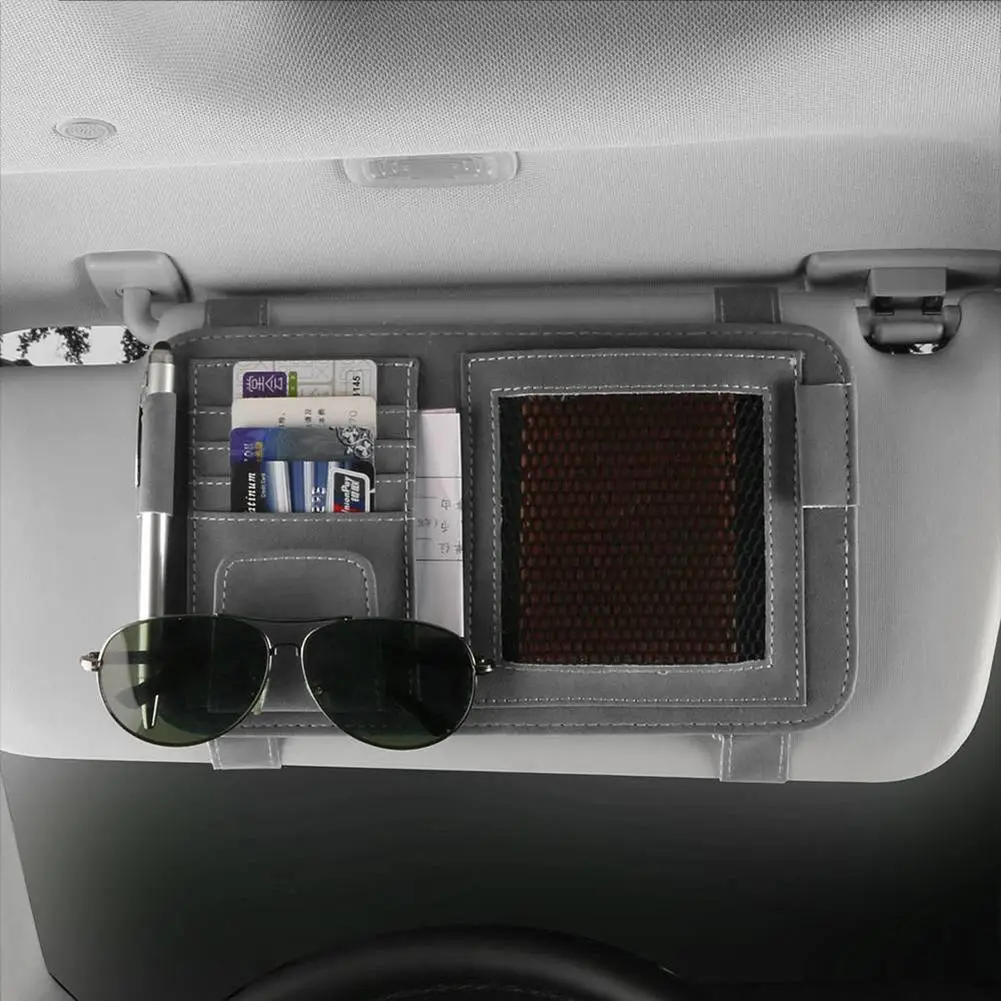 

Car Sun Visor Organizer Bill Clip Multi-pocket Card Document Storage Pouch Glasses Holder Multi-functional Auto Accessories