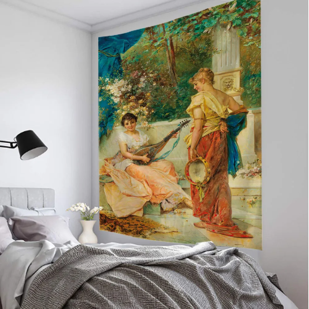Картина маслом в стиле ретро гобелен с принтом настенная ткань для гостиной