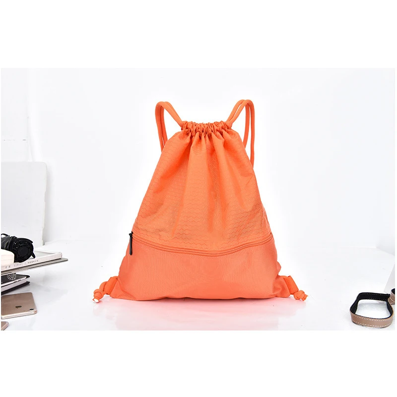 With Logo Gym Sports Backpack Yoga Bag Outdoor Bag Men Women Drawstring Cycling Basketball Travel Camping Beach Backpack