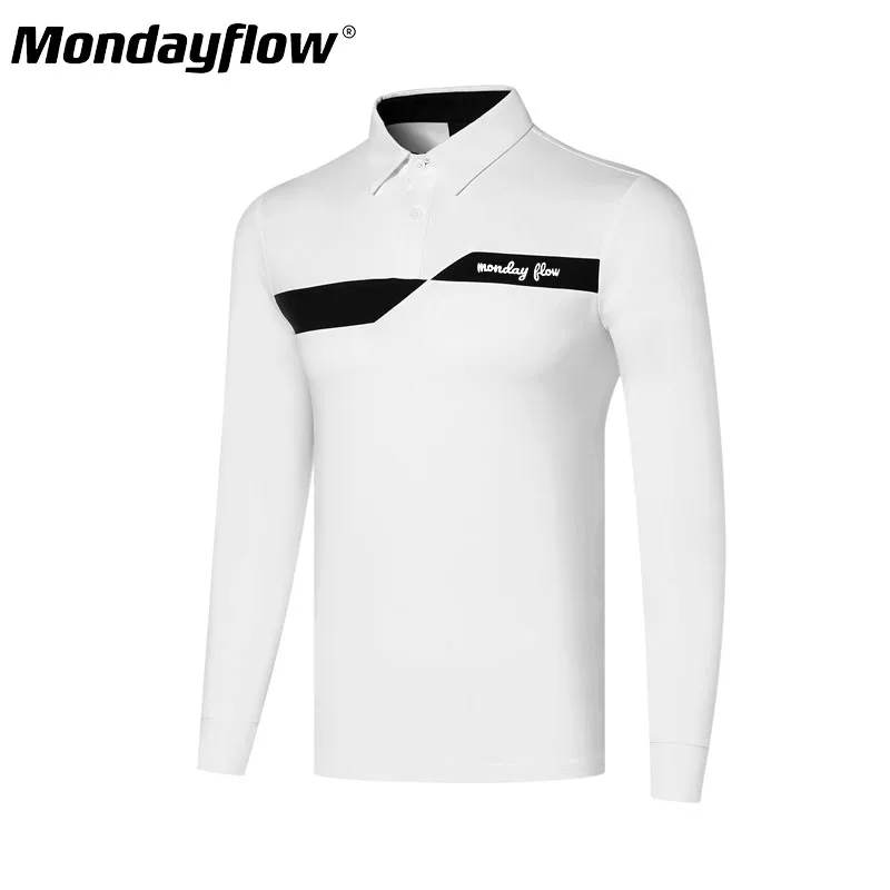 

Одежда для гольфа Mondayflow, Мужская Осенняя футболка с длинным рукавом, Удобная Повседневная Эластичная спортивная рубашка-поло, модная футболка с защитой от пиллинга