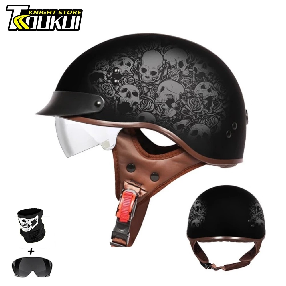 

Мотоциклетный шлем, полулицевой, в стиле ретро, немецкий классический скутер, каска, мотоцикл, велосипедный шлем