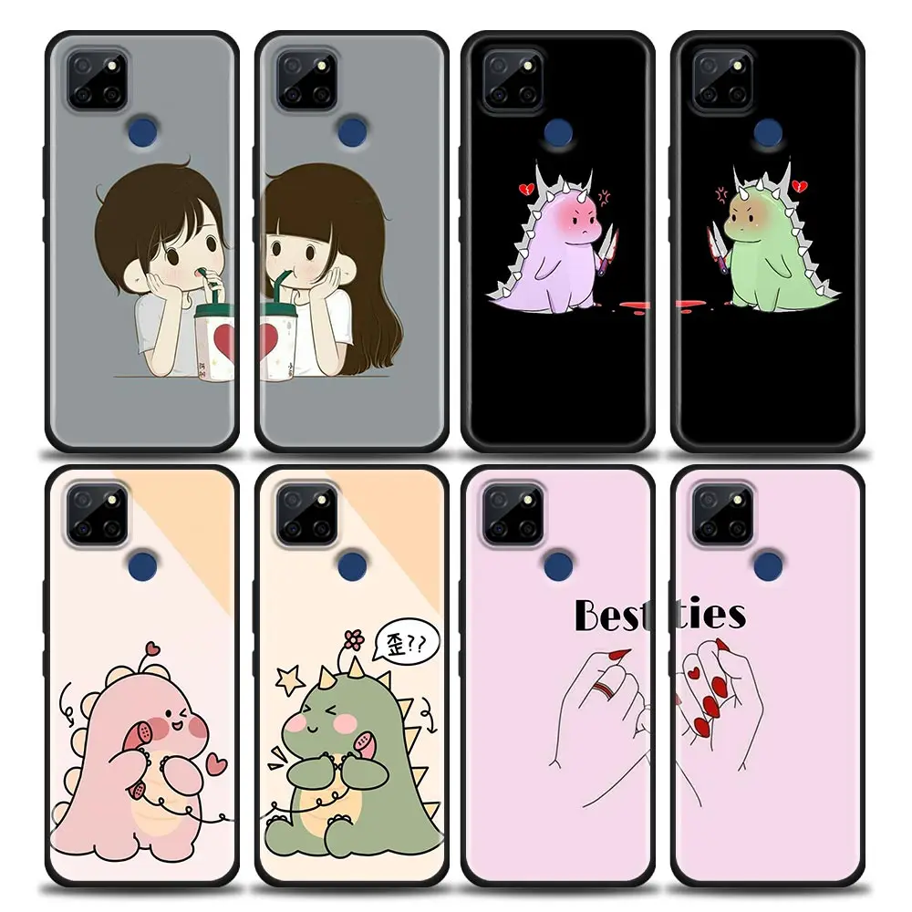 

Cute Couple Cartoon Phone Case for Realme C35 C20 C25 C21 C12 C11 C2 Oppo A53 A74 A16 A15 A9 A54 A95 A93 A31 A52 A5s TPU Case
