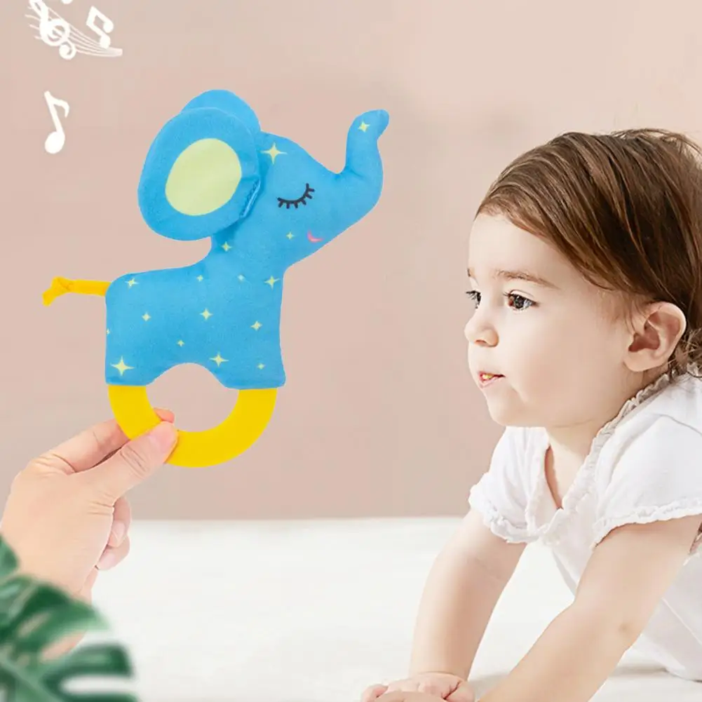 1pc Plush Toy Baby Rattles Cute Cartoon Animal Shaped Anxiety Relieving Rattle Toy Baby Teether Rodent Newborn Educational Toys