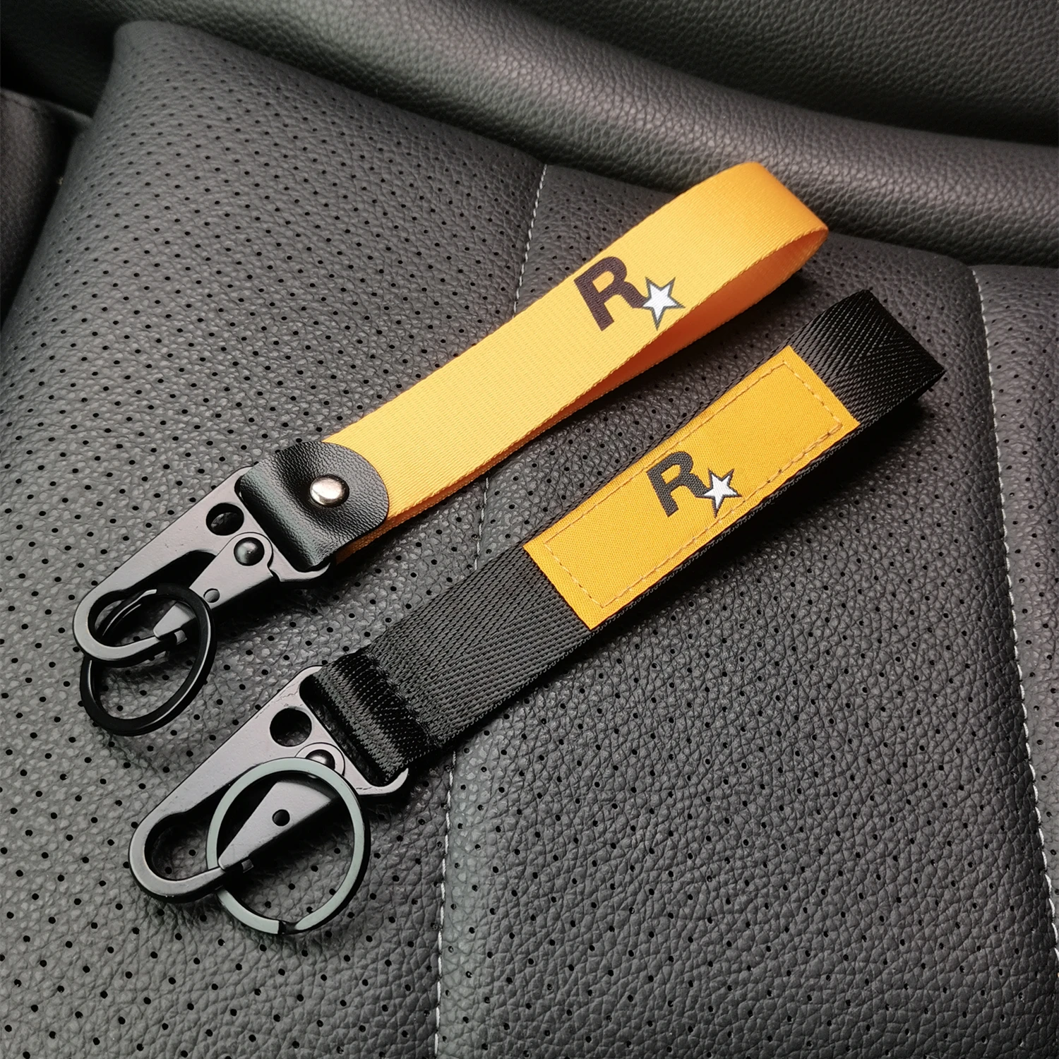 

Yellow Key Holder Durable Key Strap Nylon Webbing Strap Keychain Key Tag Game GTA Auto 5 Keychain For Games Fans Key Ring