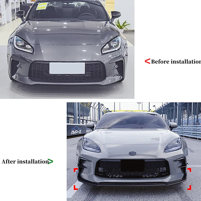 Фото Для Toyota GR86 2022 + 3 шт./компл., АБС-пластик, передний бампер автомобиля, сплиттер для губ, обвес, защитная защита, аксессуары для внешней тюнинга №2