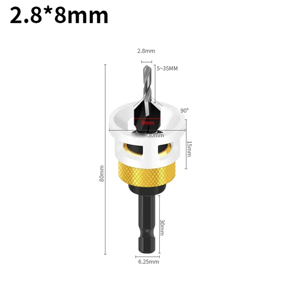 

Сверла с зенковкой и ограничителем глубины, открывалка для отверстий с шестигранным хвостовиком, деревообработка, ограничение из алюминиевого сплава, 4-лезвийный сверлильный инструмент, снятие фаски