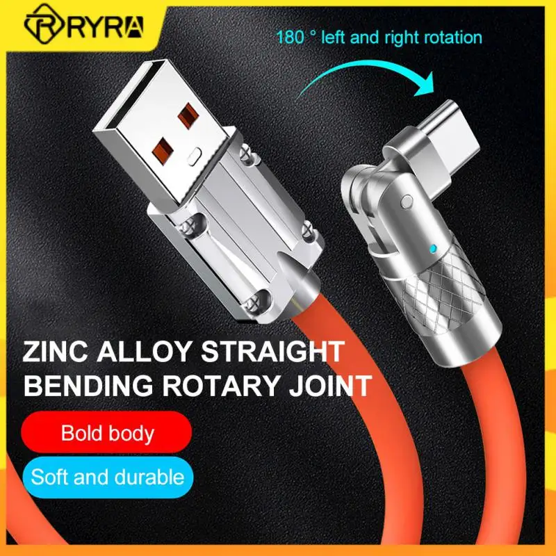 

RYRA 120 Вт 6A 180 градусов поворотный USB кабель типа C супер быстрая зарядка жидкий силиконовый шнур для передачи данных для iPhone Xiaomi POCO Oneplus Hua