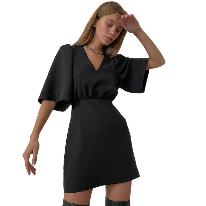 

Женское платье из полиэстера, с молнией и пышным рукавом