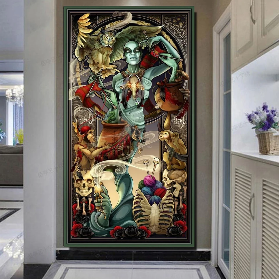 

Вязаный свитер королева женщина полная Алмазная мозаика картина вышивка крестиком фантазия Готическая алмазная живопись R285