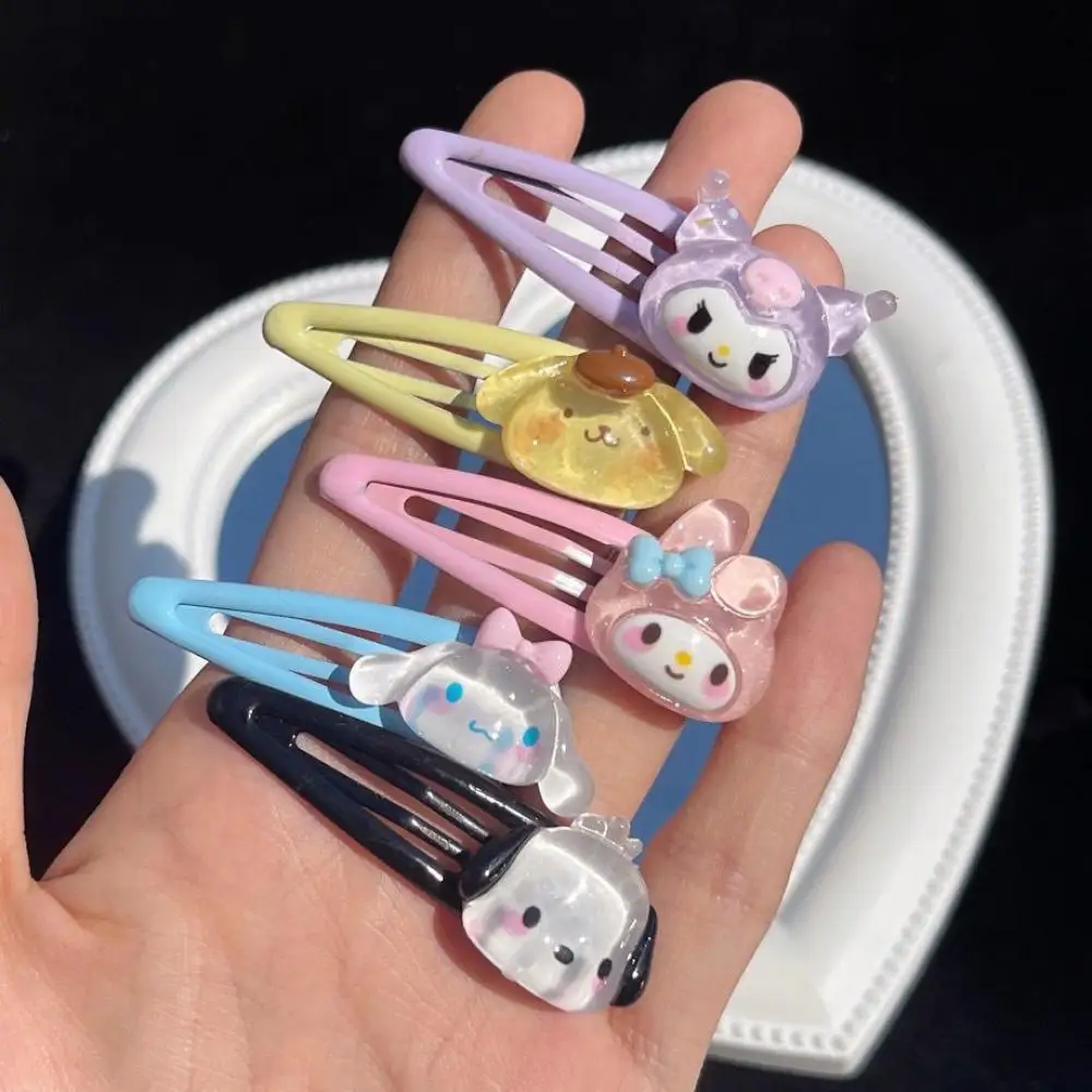 

2Pcs Kawaii Kuromi My Melody Cinnamoroll Pompom Purin Sanrioed Accessories Toys Cute Bb Clip Card Issuance Hairpin Girls Gift