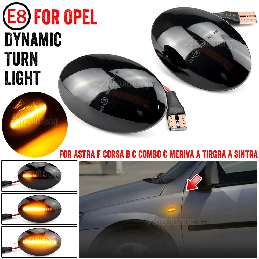 

2Pcs Dynamic Amber LED Side Marker Turn Signal Sequential Blinker Light For Opel Corsa B/C Combo C Meriva A Astra F Tirgra A