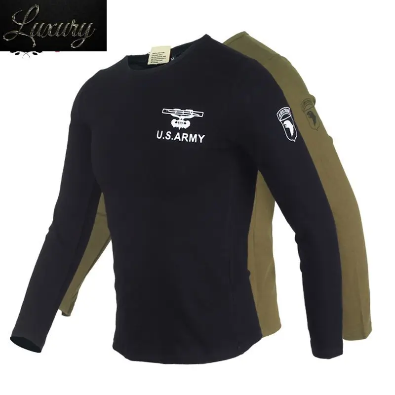 

Us Army Tactical Military Style T-Shirt Men Tshirt 2023 Cotton Roumd Neck Slim Fit Muscle Long Sleeve T Shirts Navy Tee Top Male
