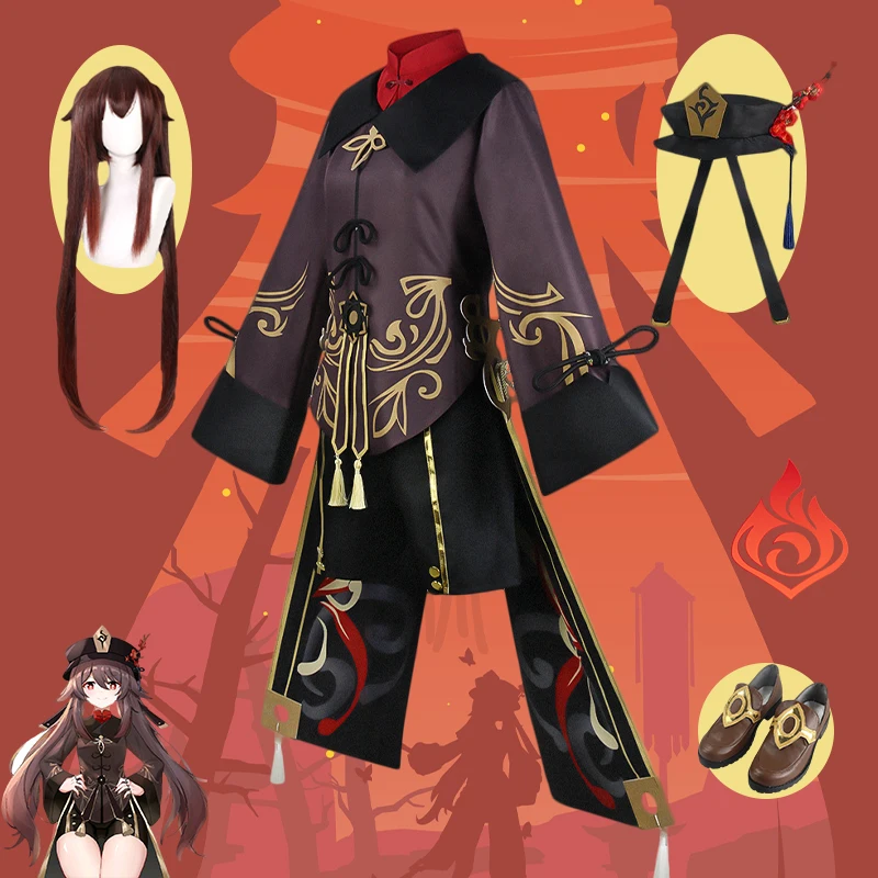

Genshin Impact Hutao Cosplay Costume Shoes Uniform Wig Chinese Style Halloween Costumes for Women Game Hutao Cosplay