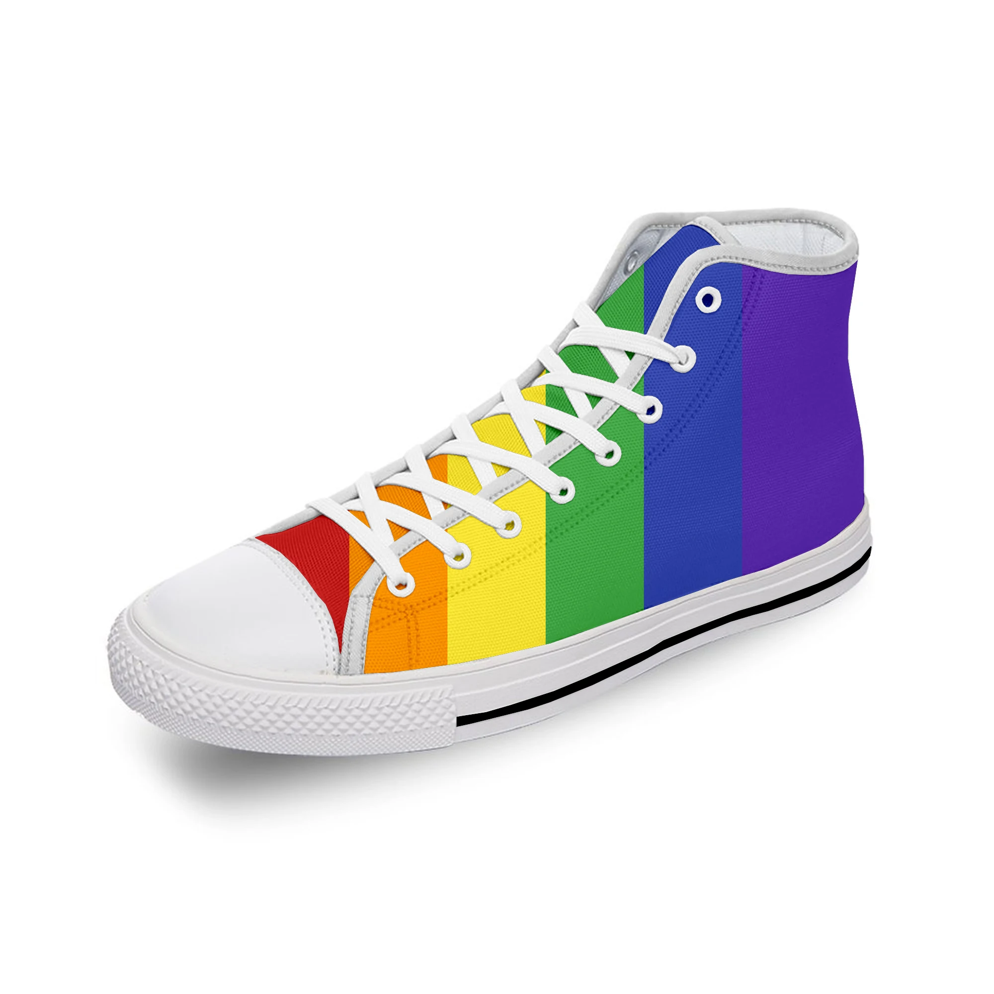 

Женские и мужские легкие кроссовки, белые тканевые Легкие дышащие кроссовки с высоким берцем и 3D-принтом, гей-флаг гордости, лесбиянок