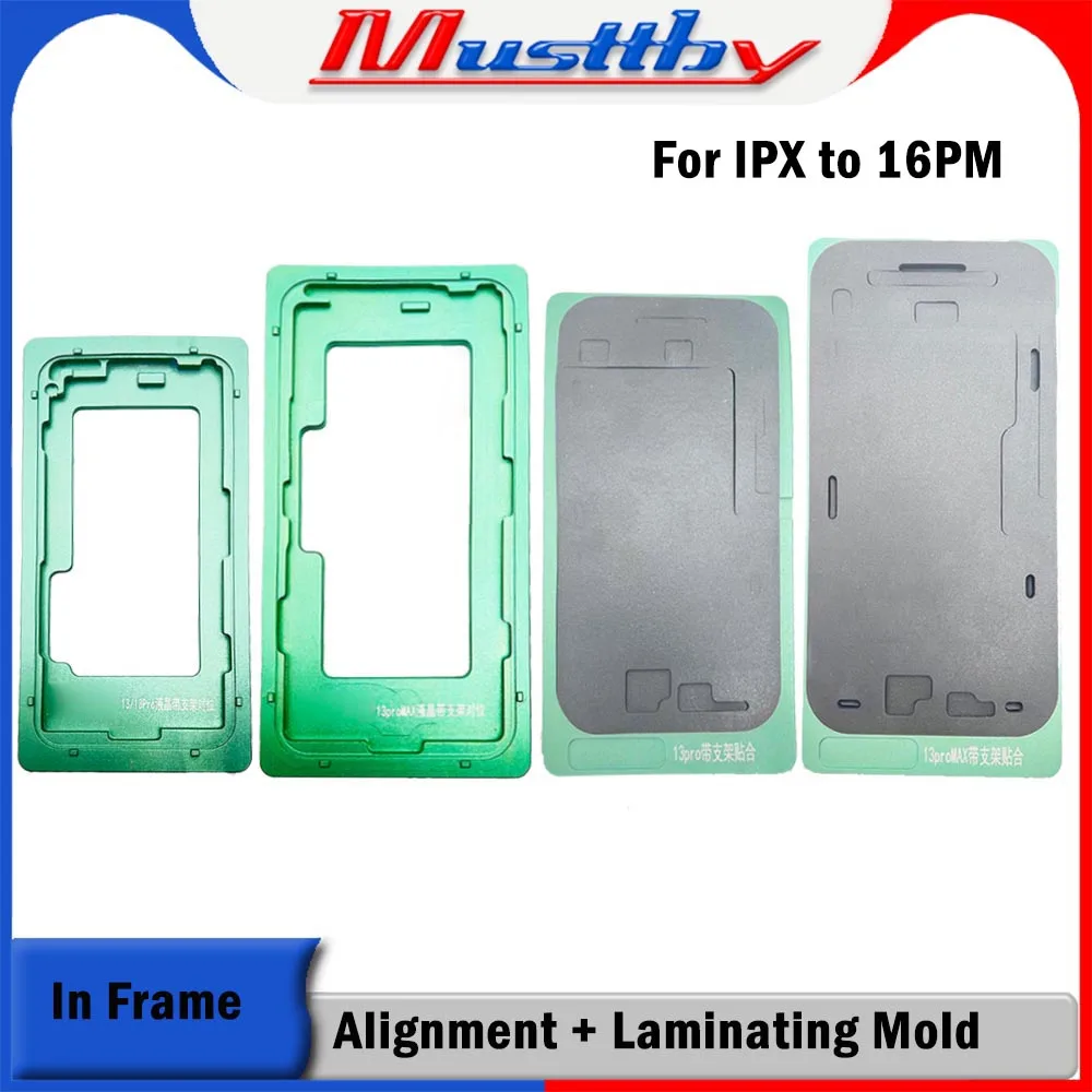 Musttby 2 шт. ЖК-дисплея с выравниванием в рамке + силиконовый коврик для iPhone 16 Pro 15 12 1113