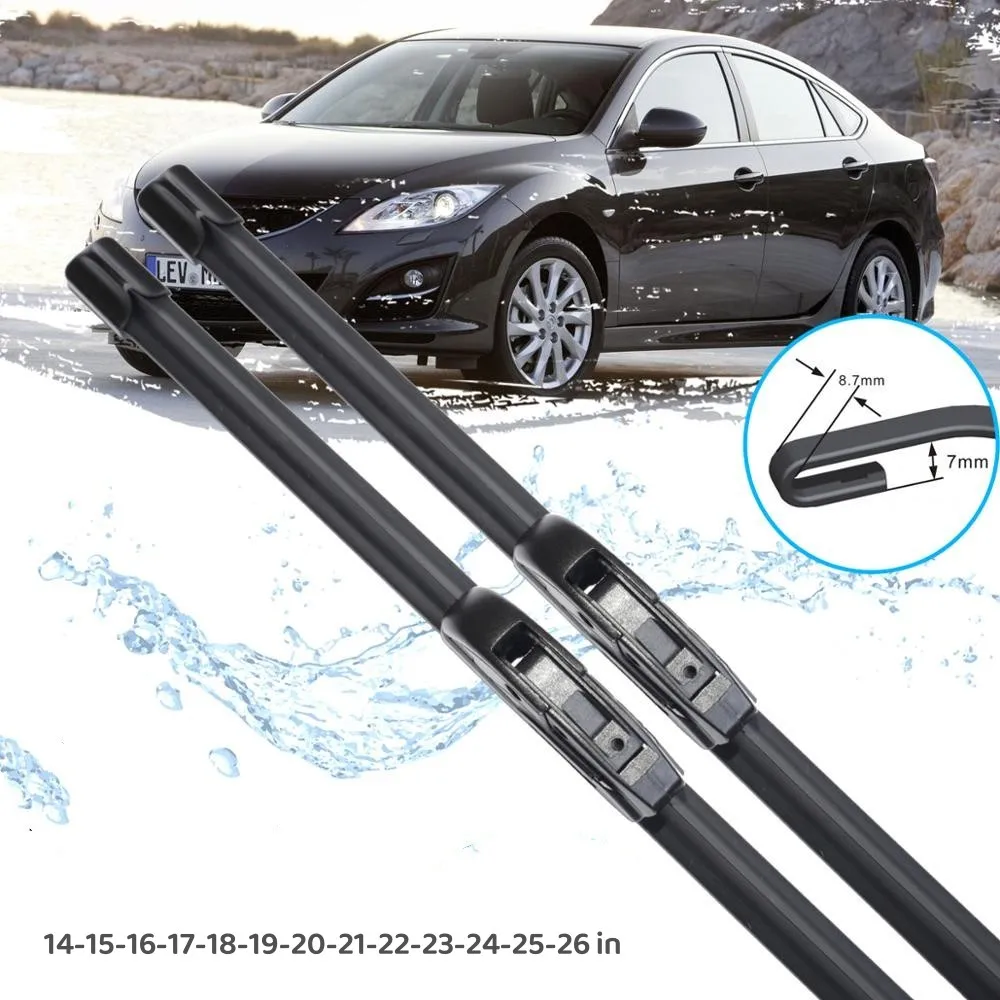 

Auto Wiper Blade U-shaped Universal Soft Rubber Mounted Frameless Front Windshield Wiper. 14 15 16 17 18 19 2021 22 24 26 Inches