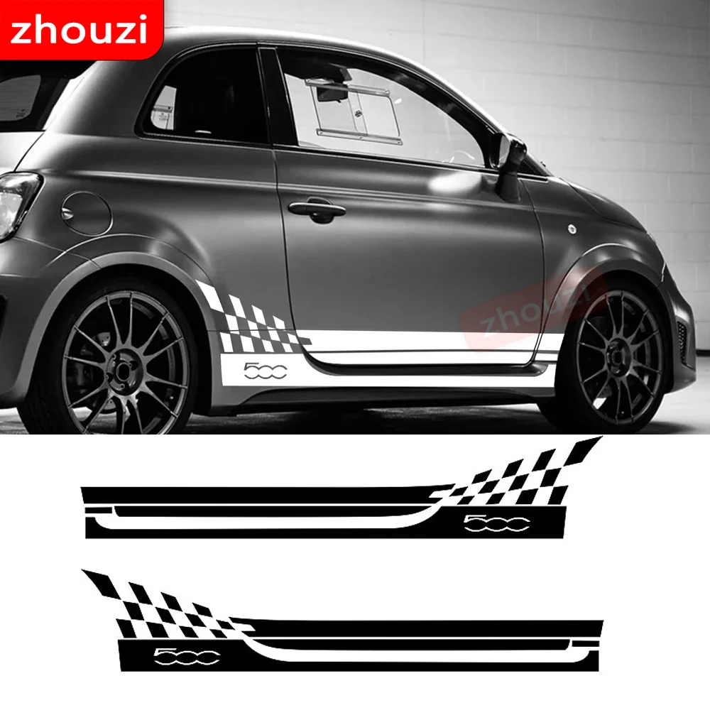 

Abarth наклейка с боковыми полосками дверей 2 шт. гоночная решетка автомобильный Стайлинг украшение для тела наклейка для Fiat 500 Bravo аксессуары ...