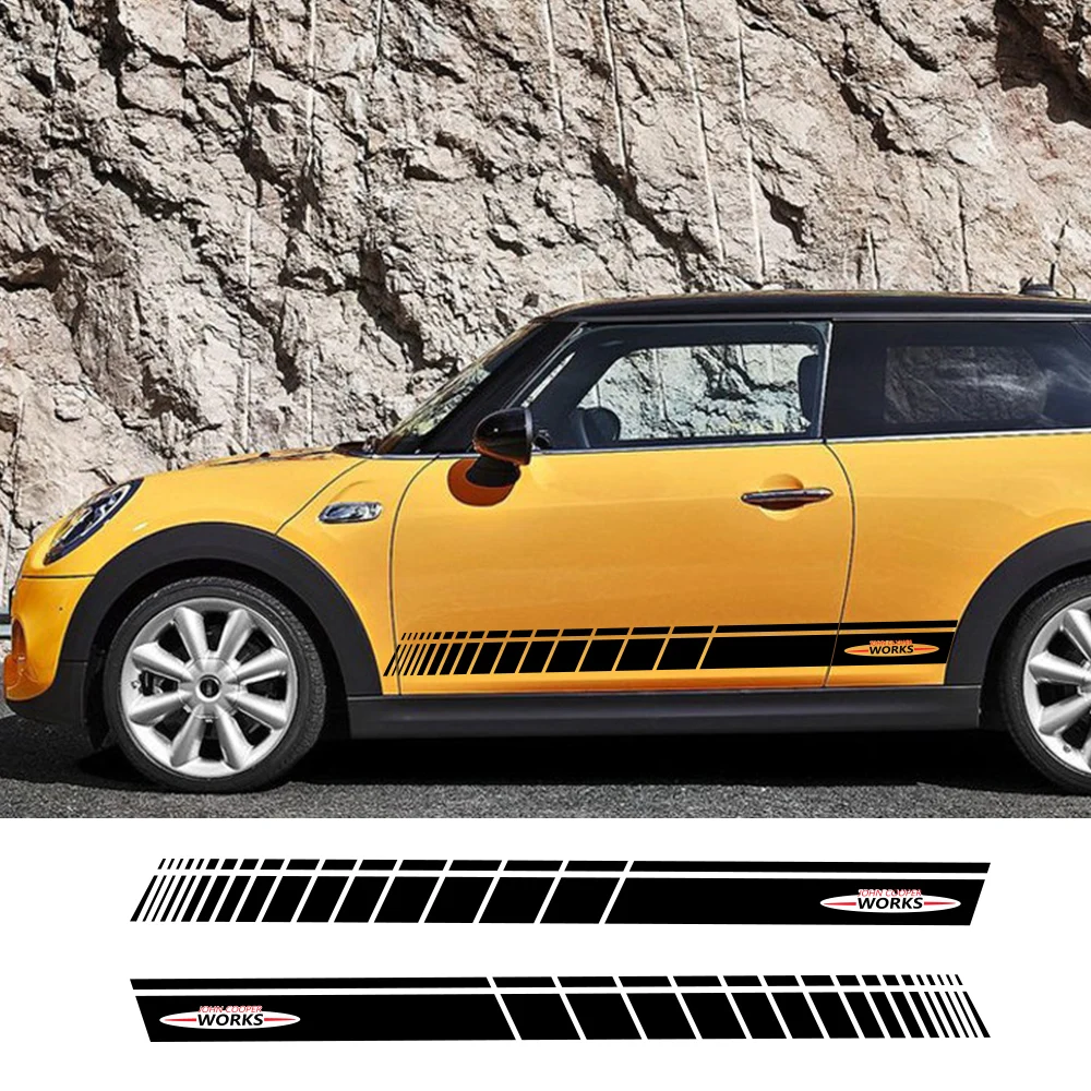 

2 pieces of car side skirts JCW decals car sticker stripe adornment, is suitable for the mini John cooper works r56 r58 r59 f57