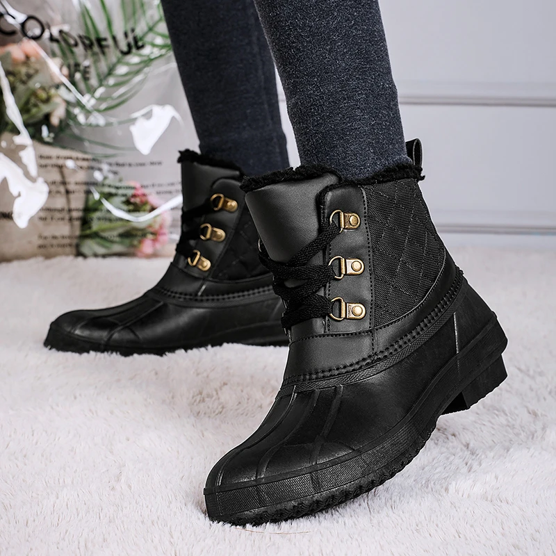 YISHEN Women Snow Boots Winter Warm Plush Duck Boots For Women Waterproof Non-Slip Rubber Rain Shoes Fashion Casual Shoes Botas