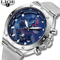 lige 2022 new men quartz wristwatch top brand fashion chronograph stopwatch waterproof stainless watch for men luxury watch man