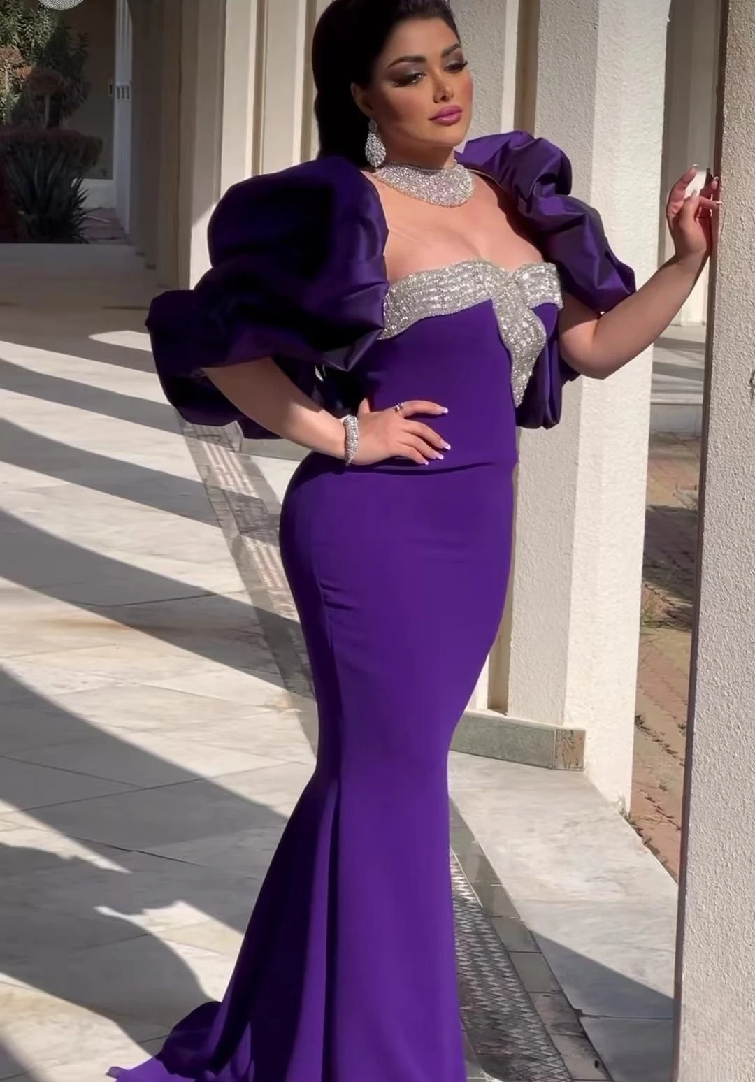 

Фиолетовые вечерние платья без бретелек с юбкой-годе, блестящие платья до пола для выпускного вечера, модные дизайнерские официальные платья для торжественных случаев, 2023