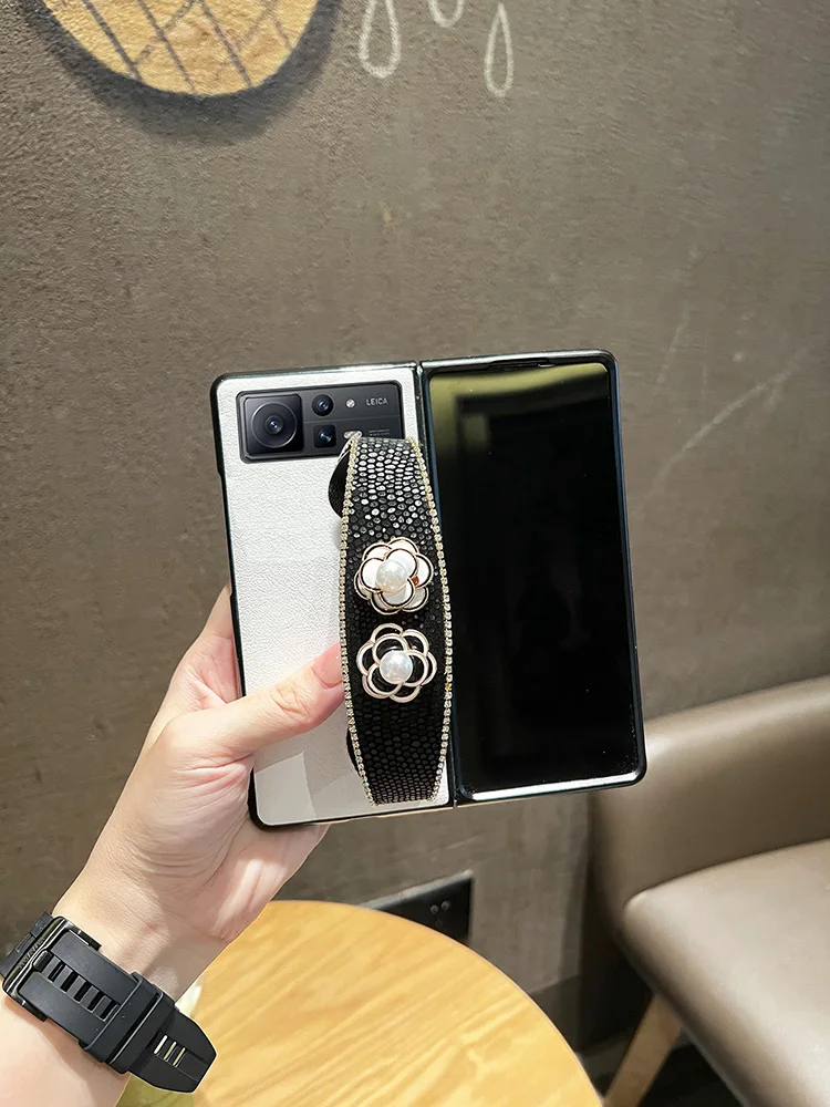 

for Xiao-Mi Mix Fold2 5G Case for Mi Mix Fold 2 Case Diamond Encrusted Scale Wristband Bracket
