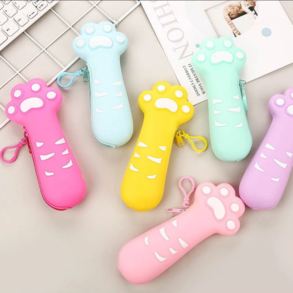 

Creative Silicone Pencil Case Cute Cat Claw Pencil Bag Large Capacity Pencilcase Kawaii Stationery Storage Bag School Supplies