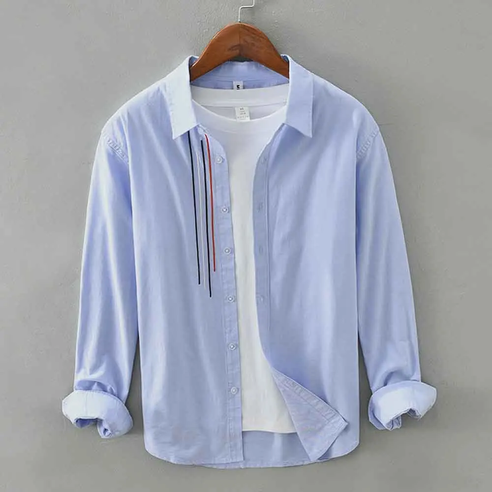 Plus Size 3XL-M Long Sleeve Striped Shirts Men Clothing Simple Slim Fit Business Casual Office Blouse Homme Hot Sale Cotton