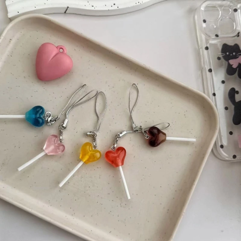 5 шт. подвеска в форме сердца конфеты для телефона двухцветная подвеска-леденец