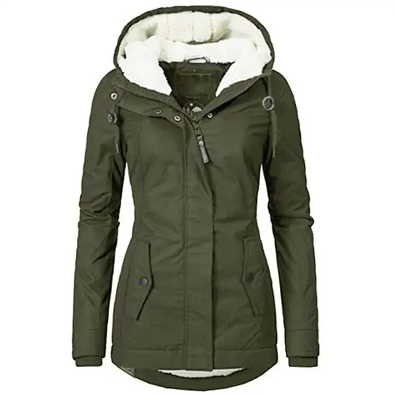 Winter Outwear Women Warm Parkas Hooded Thick Plush Women Winter Coats Female Mid-Long Cotton Jacket Warm Coat
