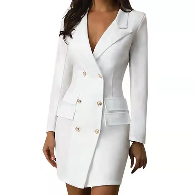 

Korean Style Mid-Long Women'S Trench Coat Double-Breasted Belted Lady Sexy Windbreaker Spring Fall Outerwear Spring