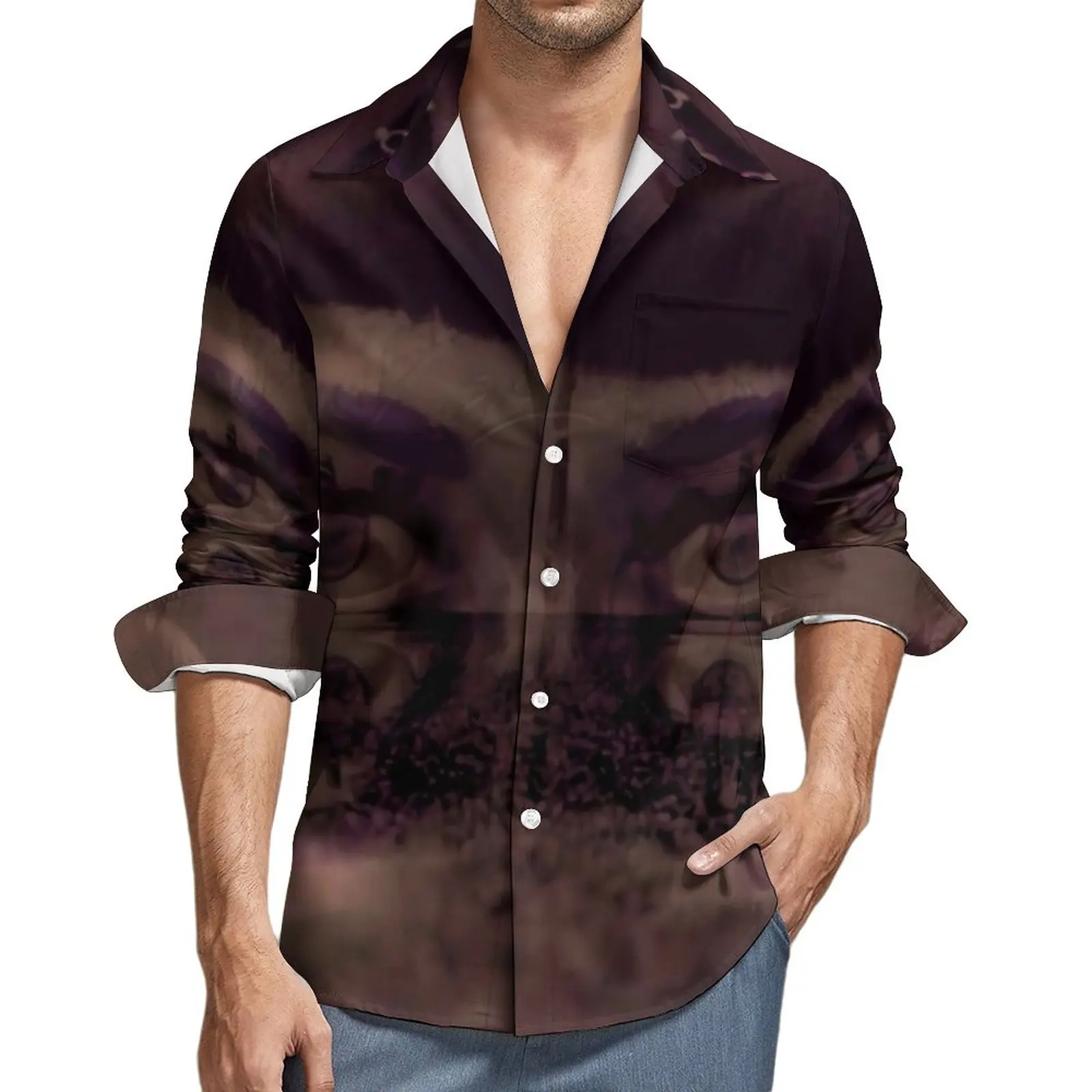 

Рубашка Jibaro с изображением лица, повседневные рубашки с принтом Love Death, стильные блузки с длинным рукавом и графическим принтом, Осенние вин...