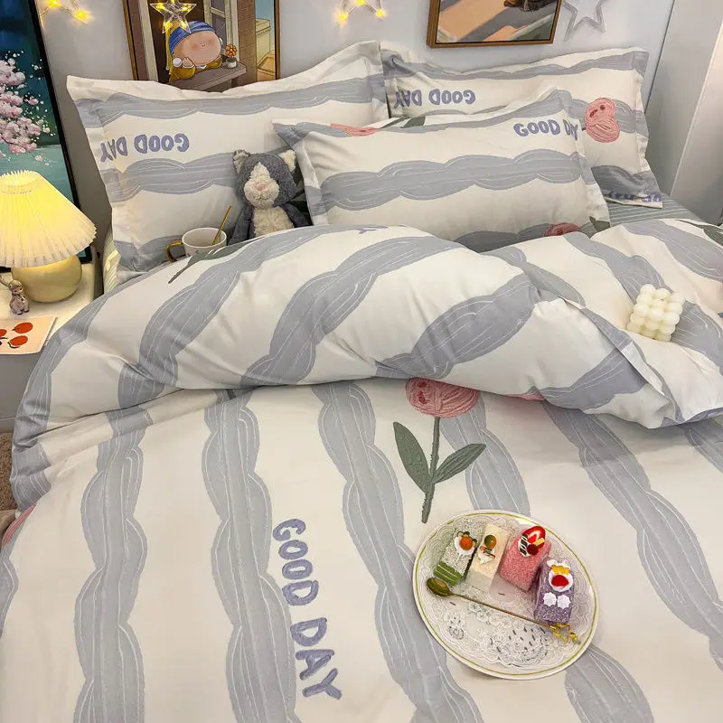Постельное белье ins фэн-шуй из промытого хлопка четырех предметов маленькая