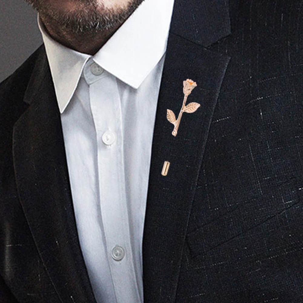 

Golden Rose Brooch Men Lapel Pin Corsage Flower Couple Badge Showing Love Jewelry Gift for Couples Suit Corsage Pin Brooch