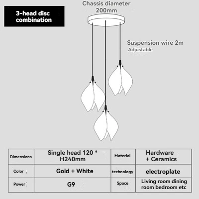 

JIAYOOR Кремовая подвесная люстра из белого магнолии и нефрита