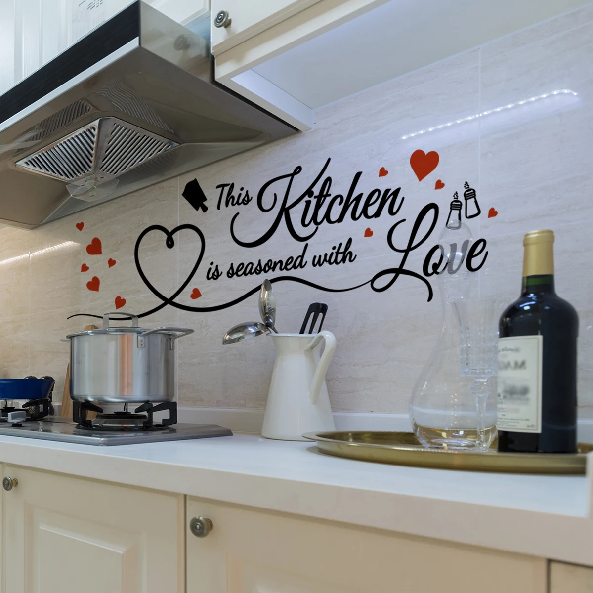 

This Kitchen Love English Decorative Simple and Creative Removable Wall Sticker