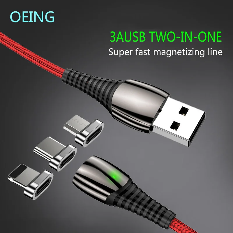 

OEING Magnetic Charger Cable USB Type C 3A Fast Charging Line For iphone 12 13 Xiaomi Huawei Mobile Phone USB C Charge Data Cord