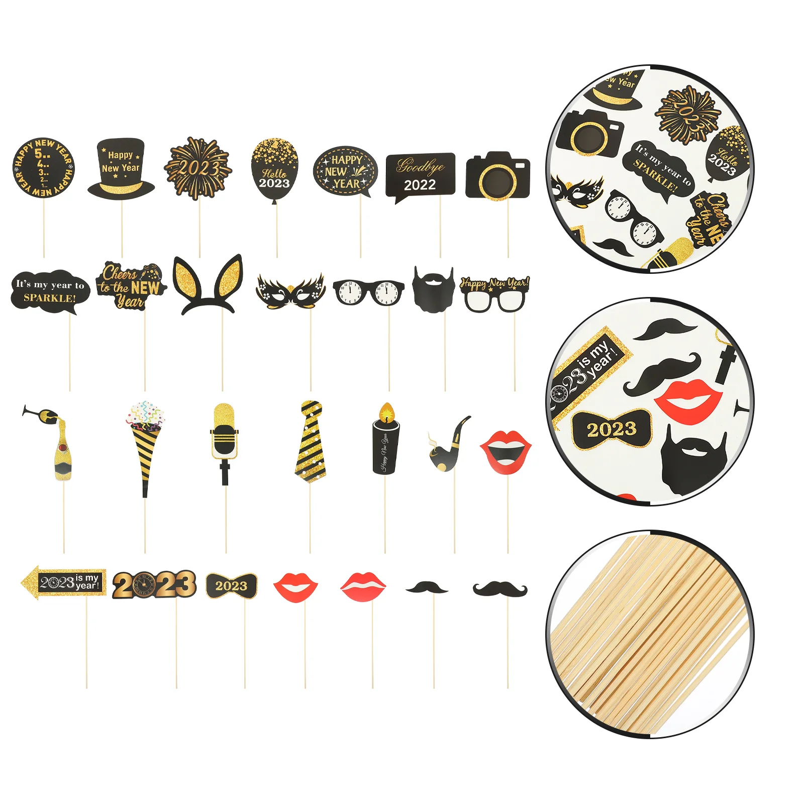 

New Props Photo Year Party Decor Years Eve Booth Nye Supplies Shooting Decorations Prop Handheld Topper Cupcake Holiday Paper
