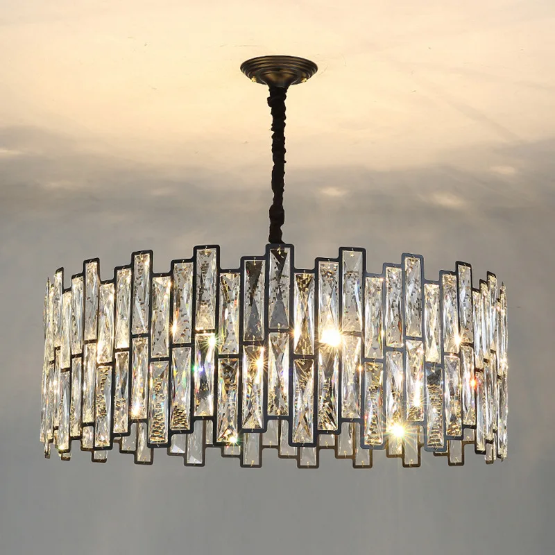 

Postmodern Luxury LED Retro Style Crystal Black Chandelier Decoration Home Living Room Bedroom Ceiling Pendent Light