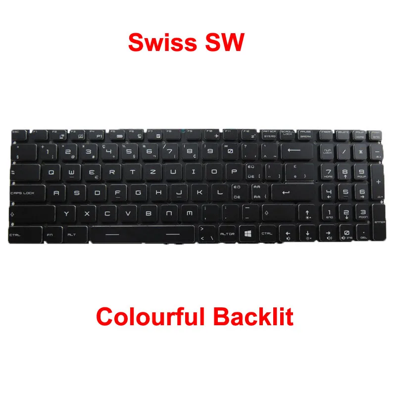 Фото Клавиатура с RGB-подсветкой BE CA GK HB HU SW для MSI GE63 GE73 8RE 8RF 8SE 8SF 8SG 9SE 9SF 9SG GS73 GS75 Греция Канада Черный №5