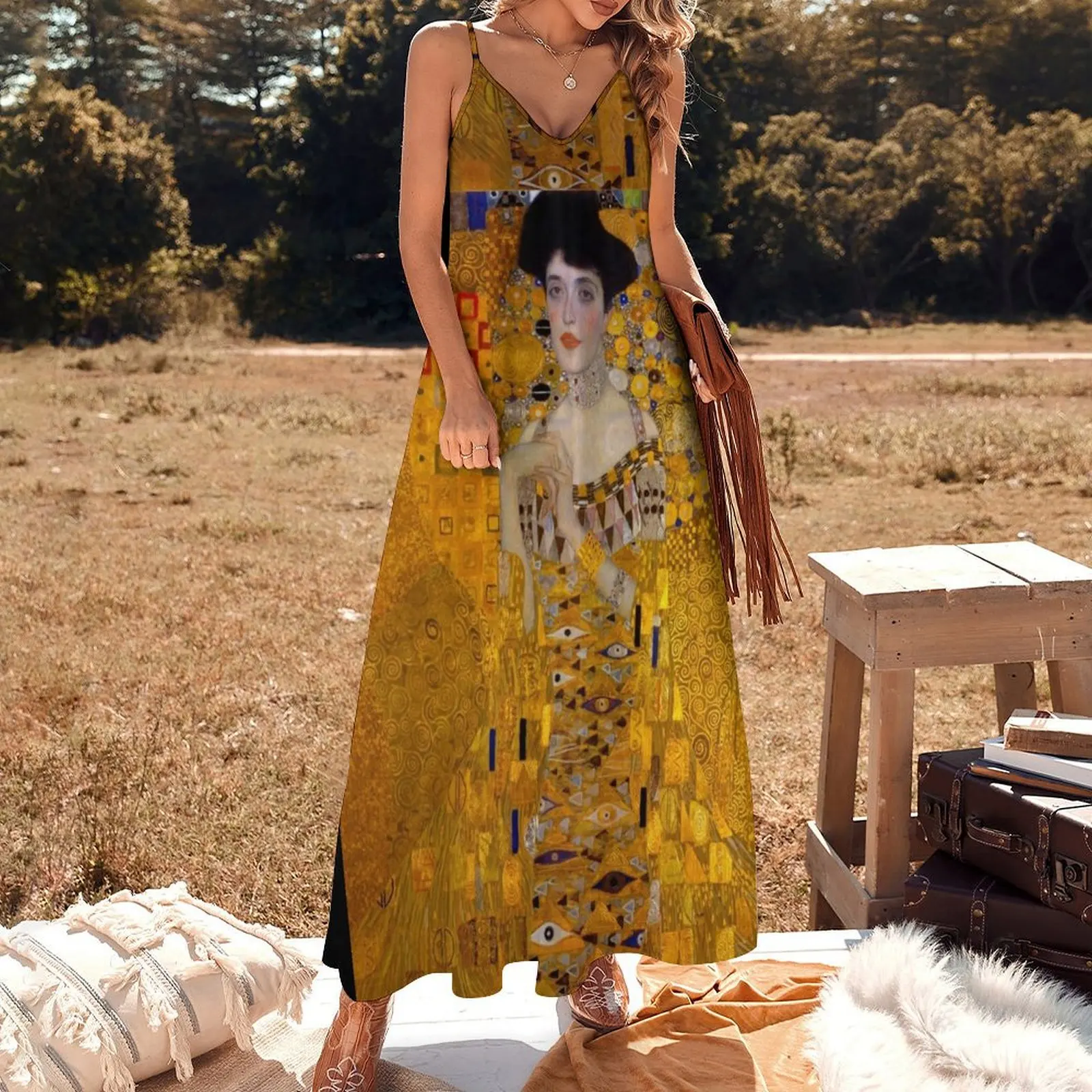 GUSTAV KLIMT — портрет Адель Bloch-Bauer I Original HD Gustav Klimt Платье без рукавов с художественным