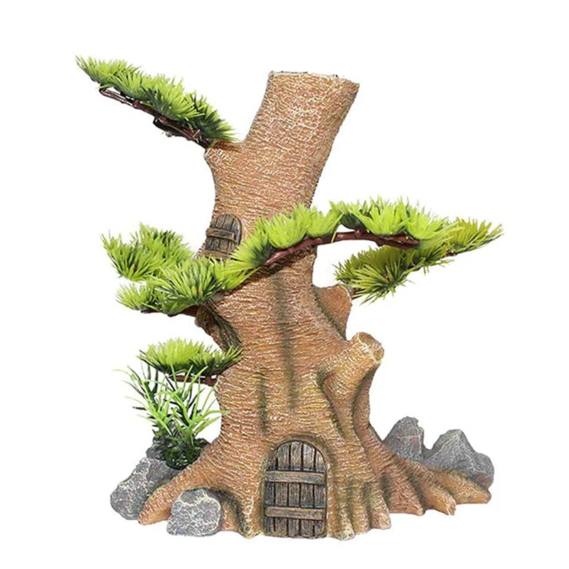 

Hot-Aquarium Resin Tree Trunk Bubble Decorations Fish Tank Decaying Tree Root Ornament Log Driftwood Betta Hideouts House