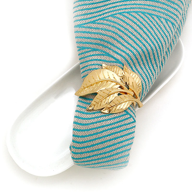 

1PC Personality Metal Napkin Ring Gold Leaves Napkin Elegant Western Buckle Napkin Ring Wholesale Top Quality