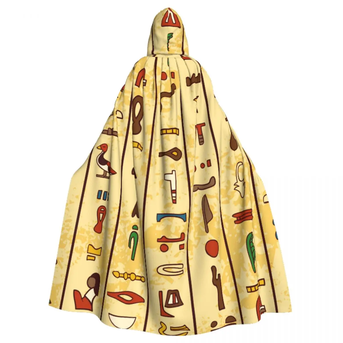 

Unisex Witch Party Reversible Hooded Adult Vampires Cape Cloak Multicolored Ancient Egyptian Hieroglyphics