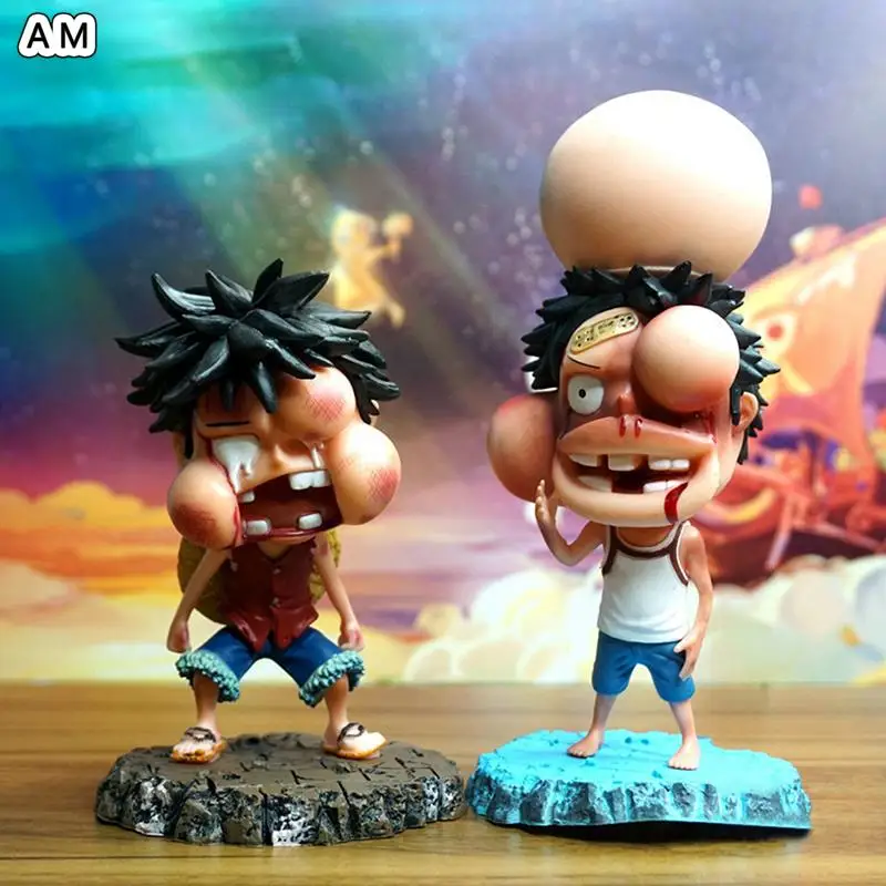 

18cm Anime One Piece Action Figure Monkey D Luffy Childhood Badly Beaten Face Funny Figurine PVC Collectible Model Toy Kid Gift