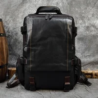 Big Capacity Genuine Leather Mens Backpack Travelling Shoulder Bags Male Fashion Computer Backpacks 15.6 Inch Bagpack Man