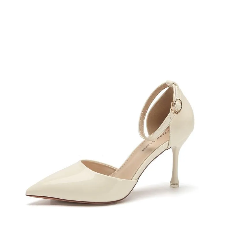 

Босоножки женские на высоком каблуке, модные сандалии с ремешком и пряжкой, роскошные брендовые дизайнерские туфли с острым носком, GH0104